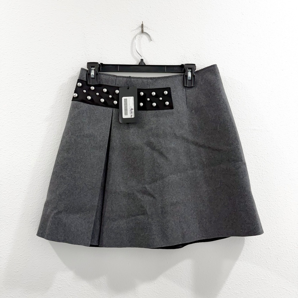 NWT Alexander McQueen Wool Preppy Boho Academia 80s Pleated A-Line Skirt 6